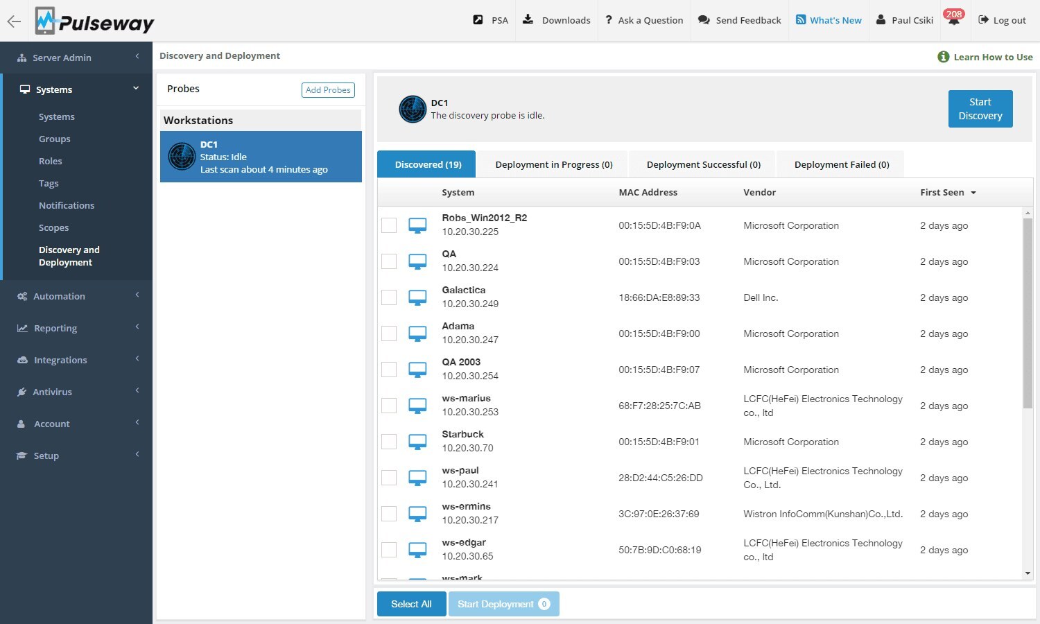 Pulseway's interface.