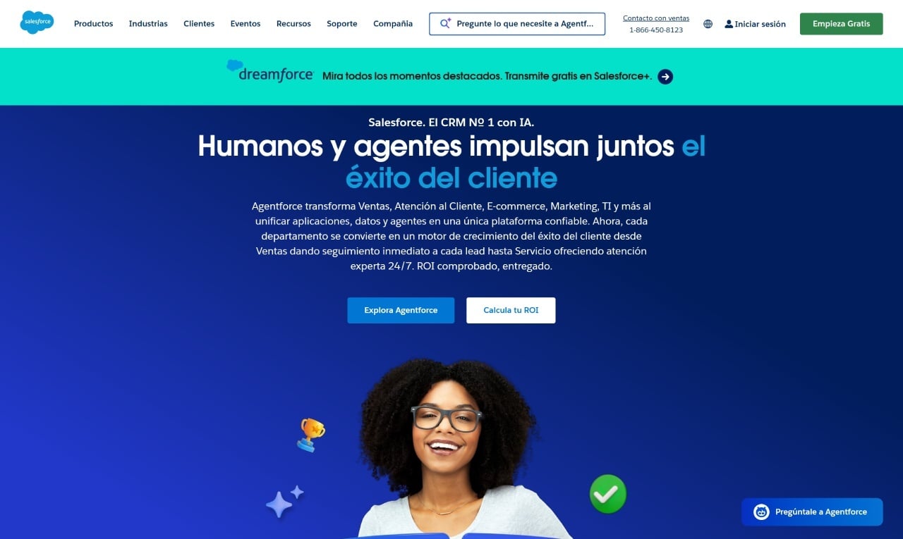 Captura de pantalla del sitio web de Salesforce Service Cloud.