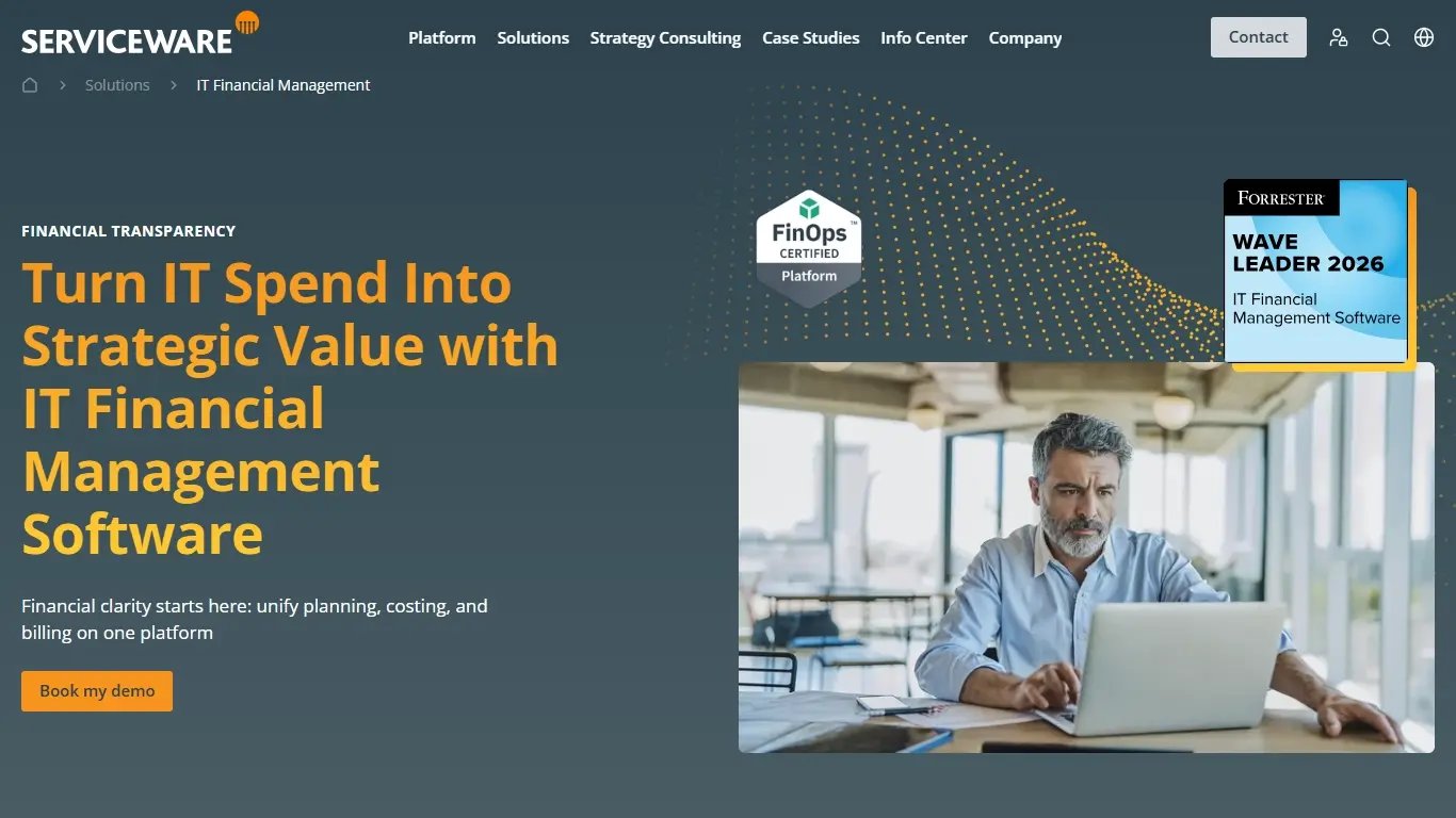 Serviceware Financial ITFM software website.