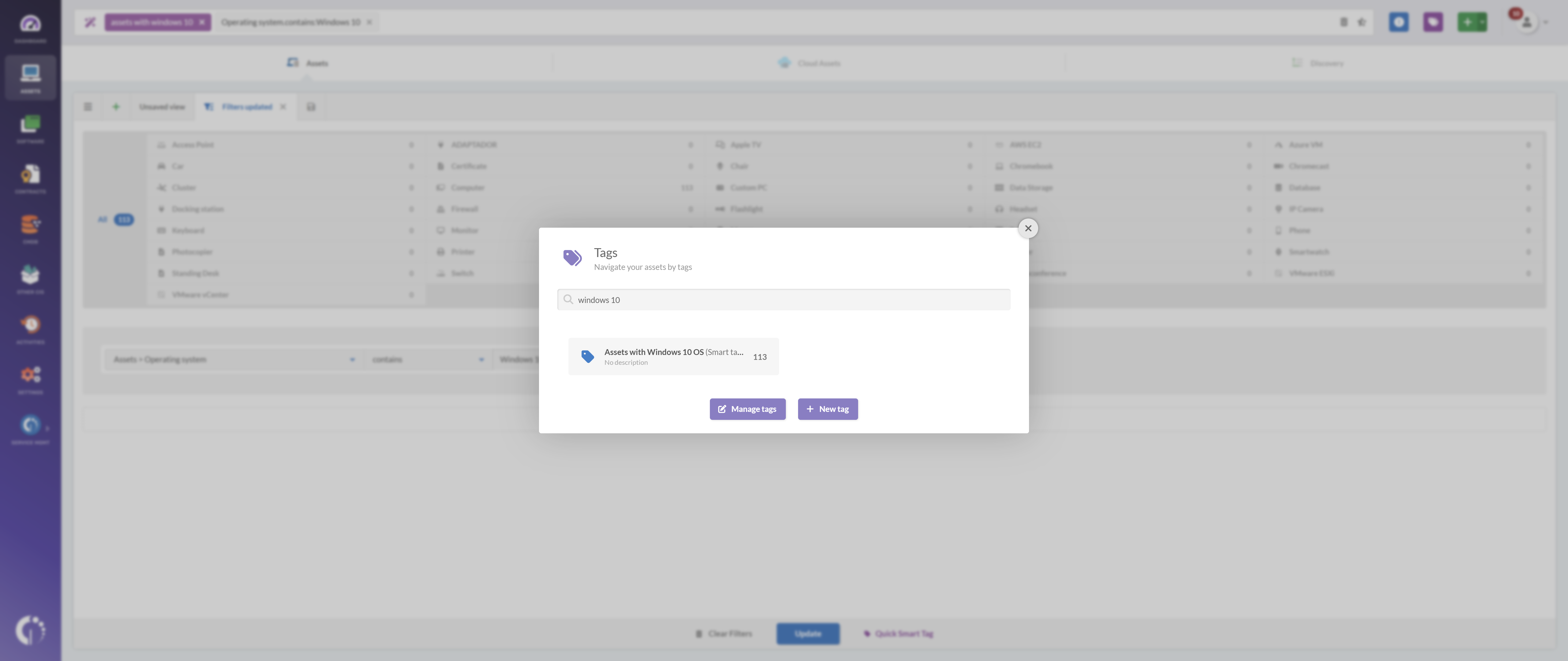 Screeshot - Smart Tag in InvGate Asset Management. 