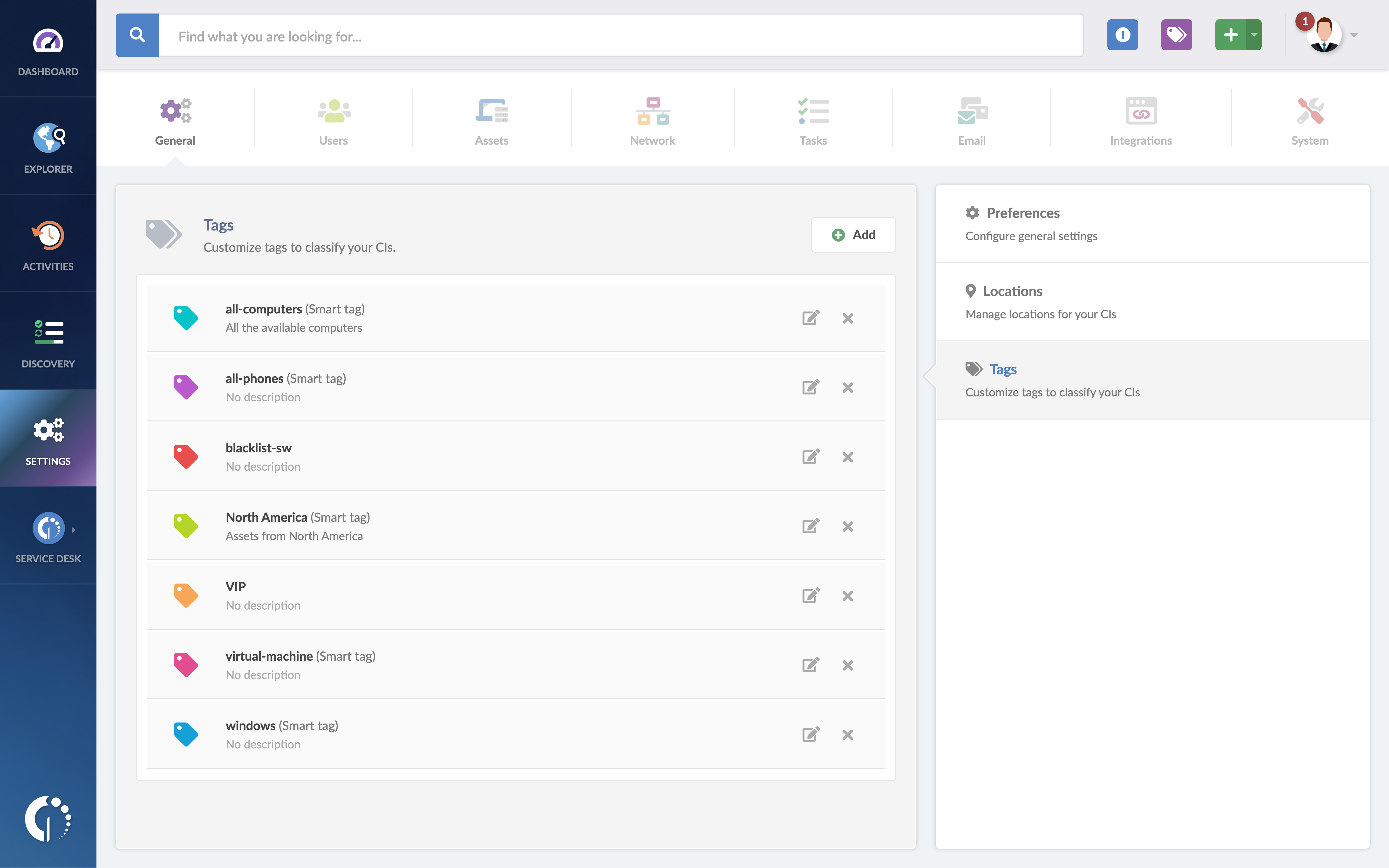 Examples of smart tags configured on InvGate Insight.