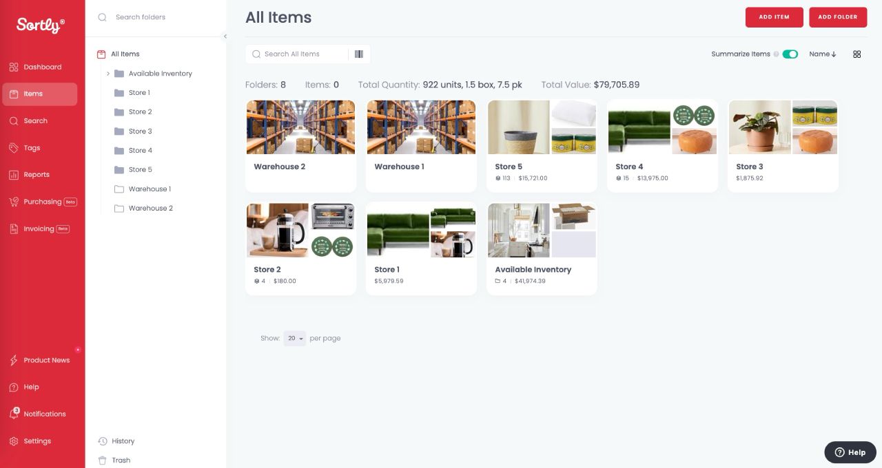 Softly interface - Asset tracking.