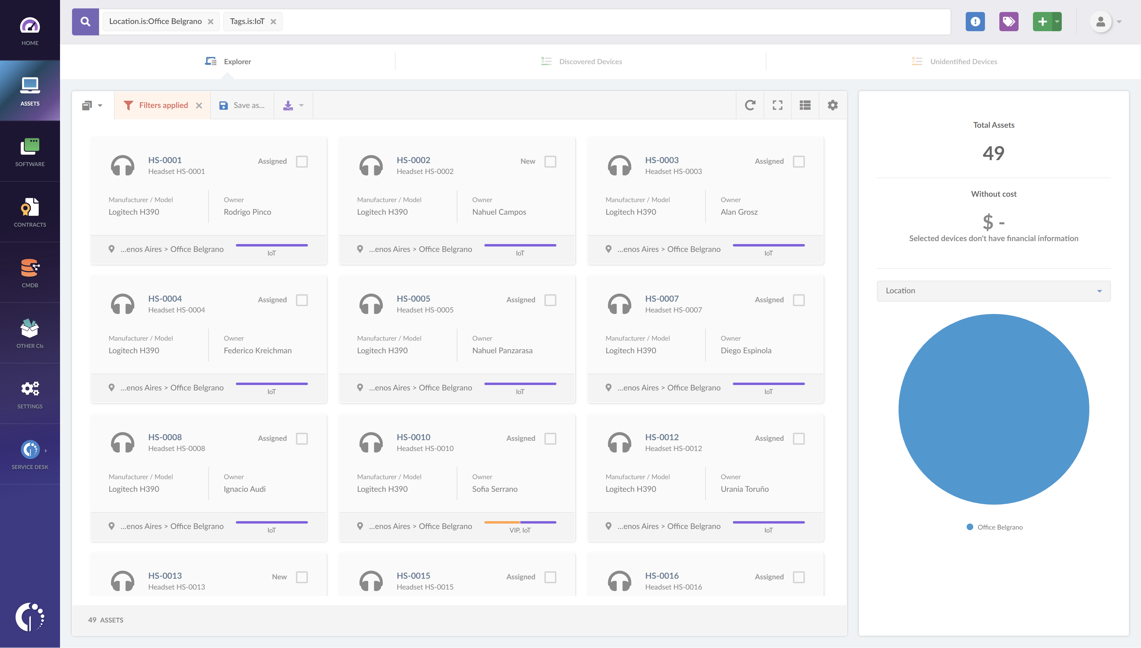 InvGate Insight's smart tags feature allows you to group different assets.