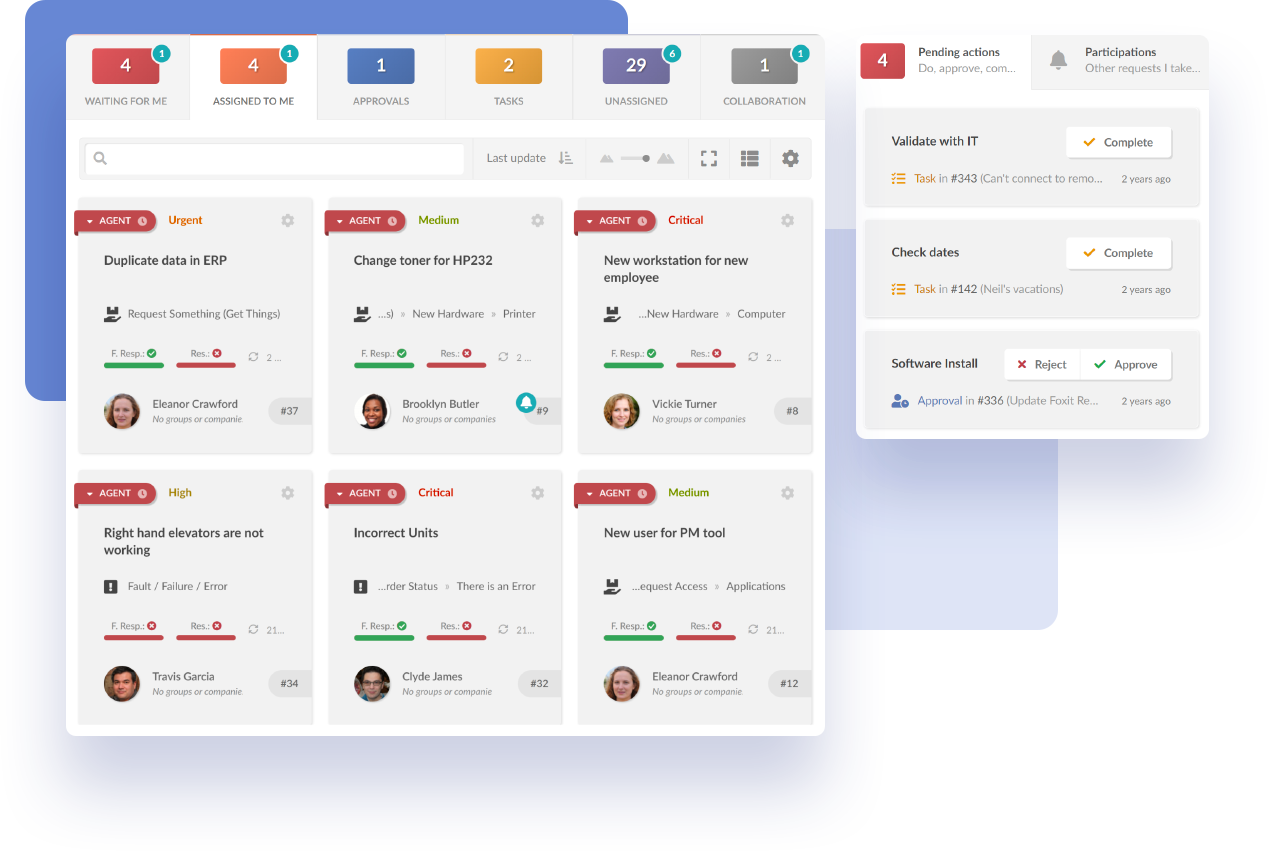 InvGate Service Desk's Ticket Management view.