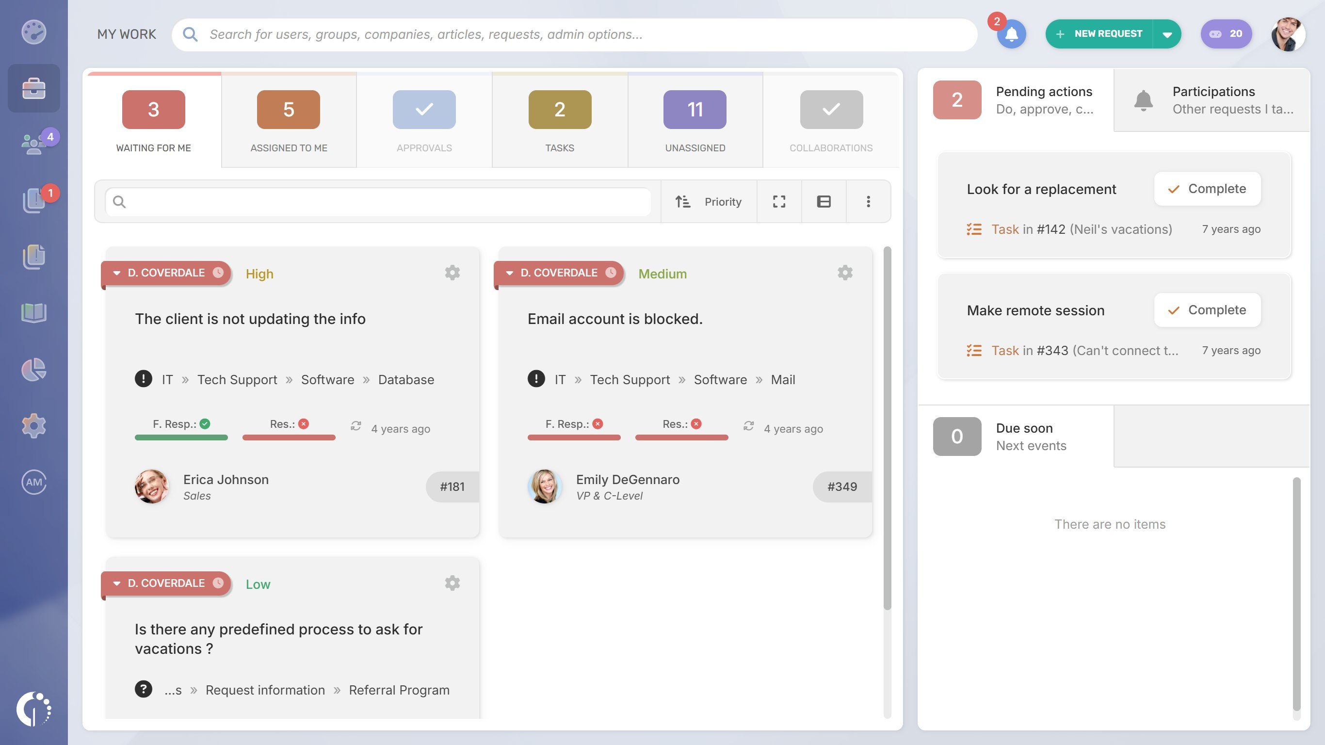 Tickets en InvGate Service Management.