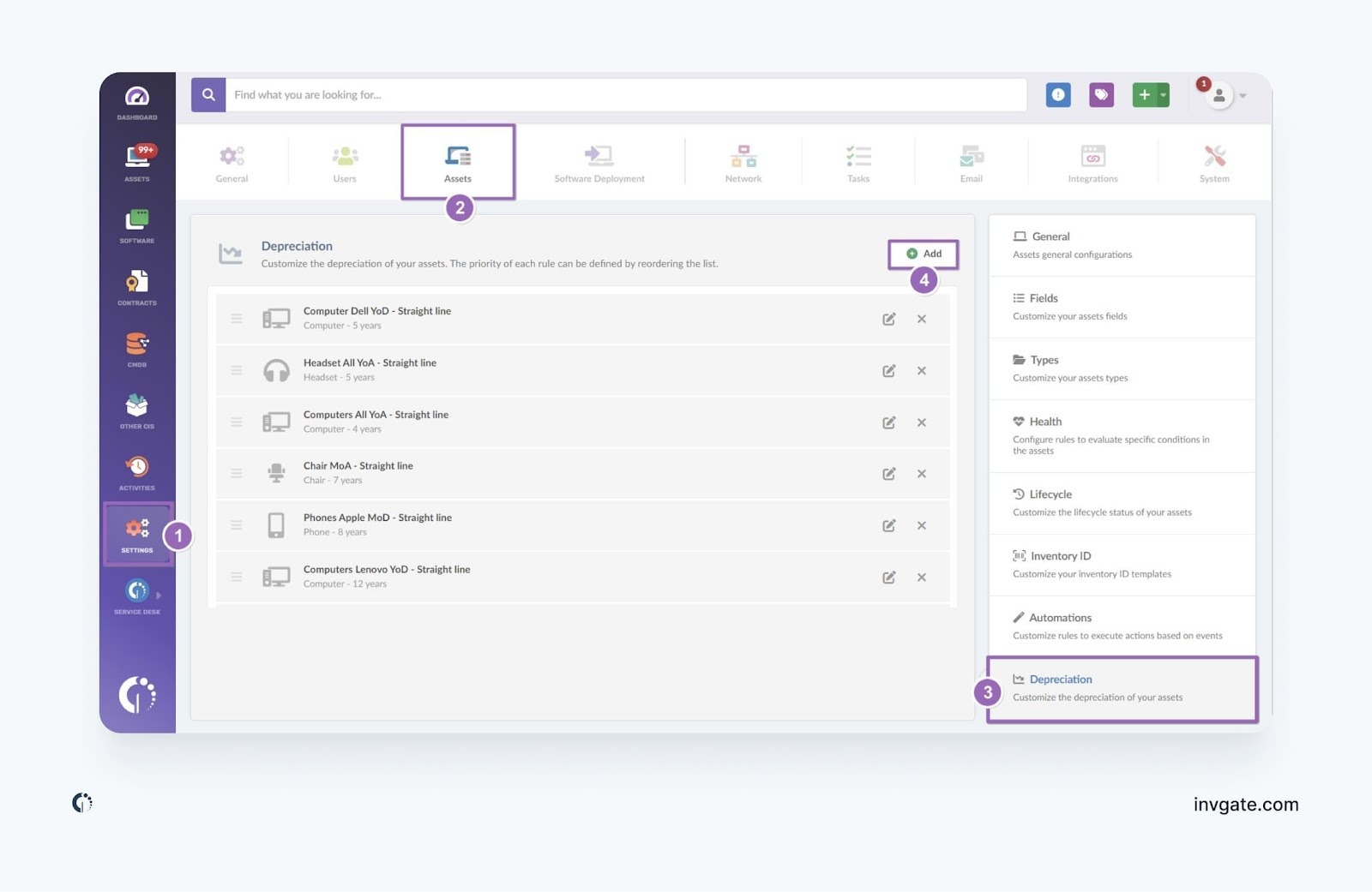Como calcular a depreciação de equipamentos com o InvGate Asset Management