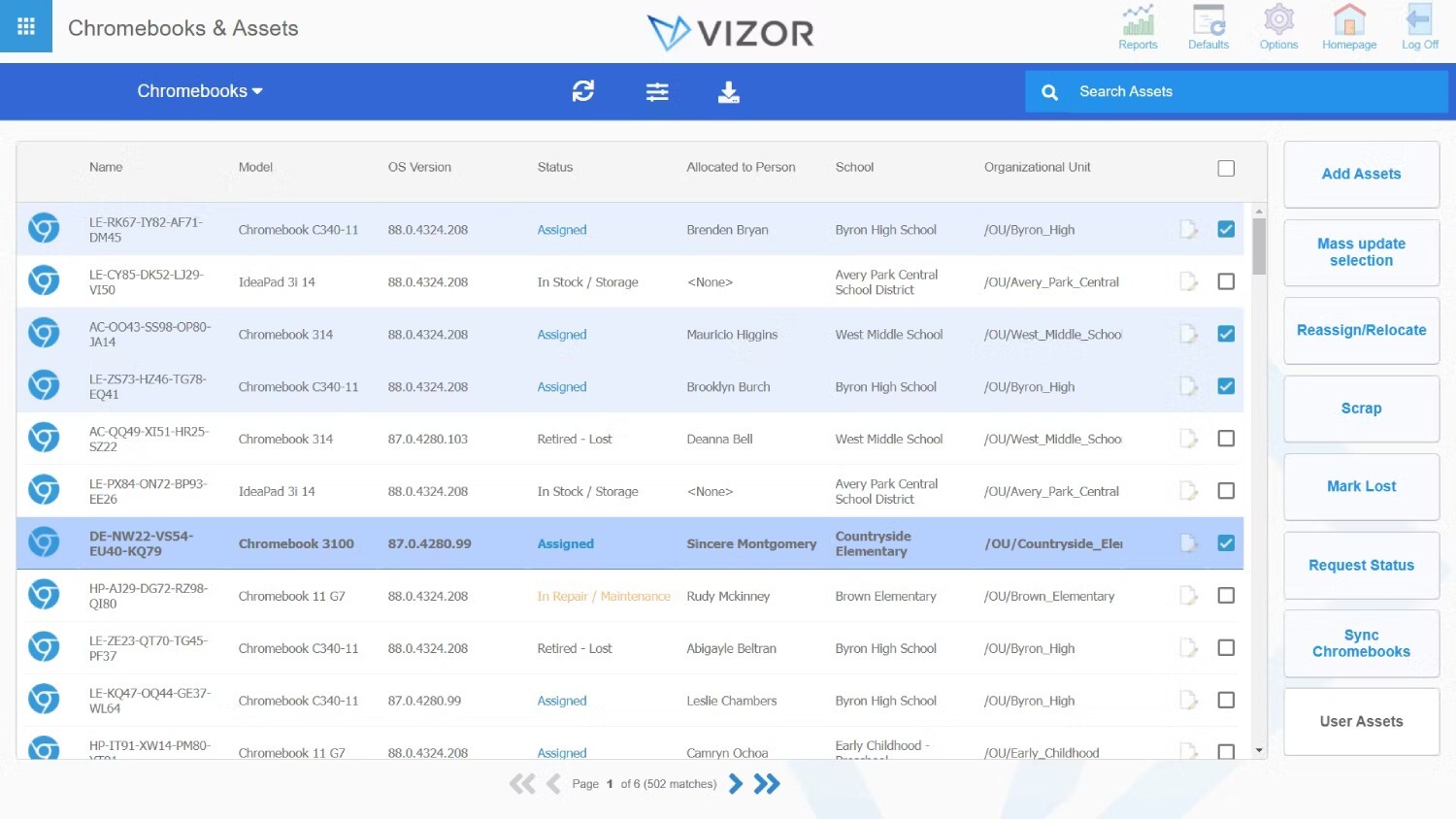 VIZOR's interface.