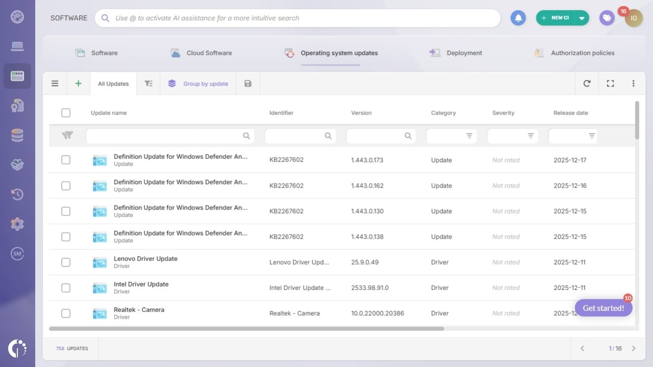 Operating system updates in InvGate Asset Management.