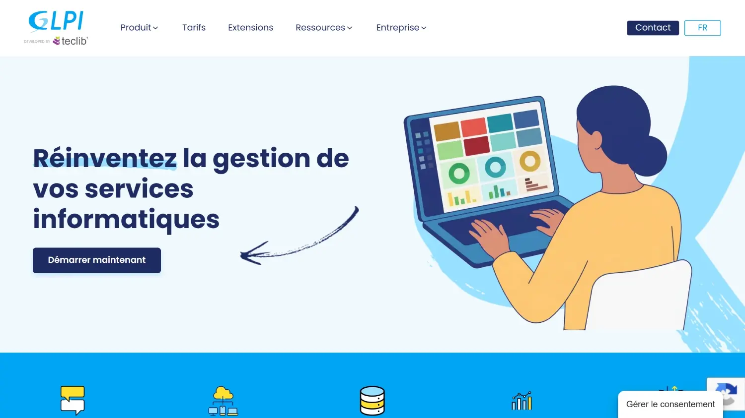 Sitio web de GLPI, solución ITSM de código abierto con inventario de activos.