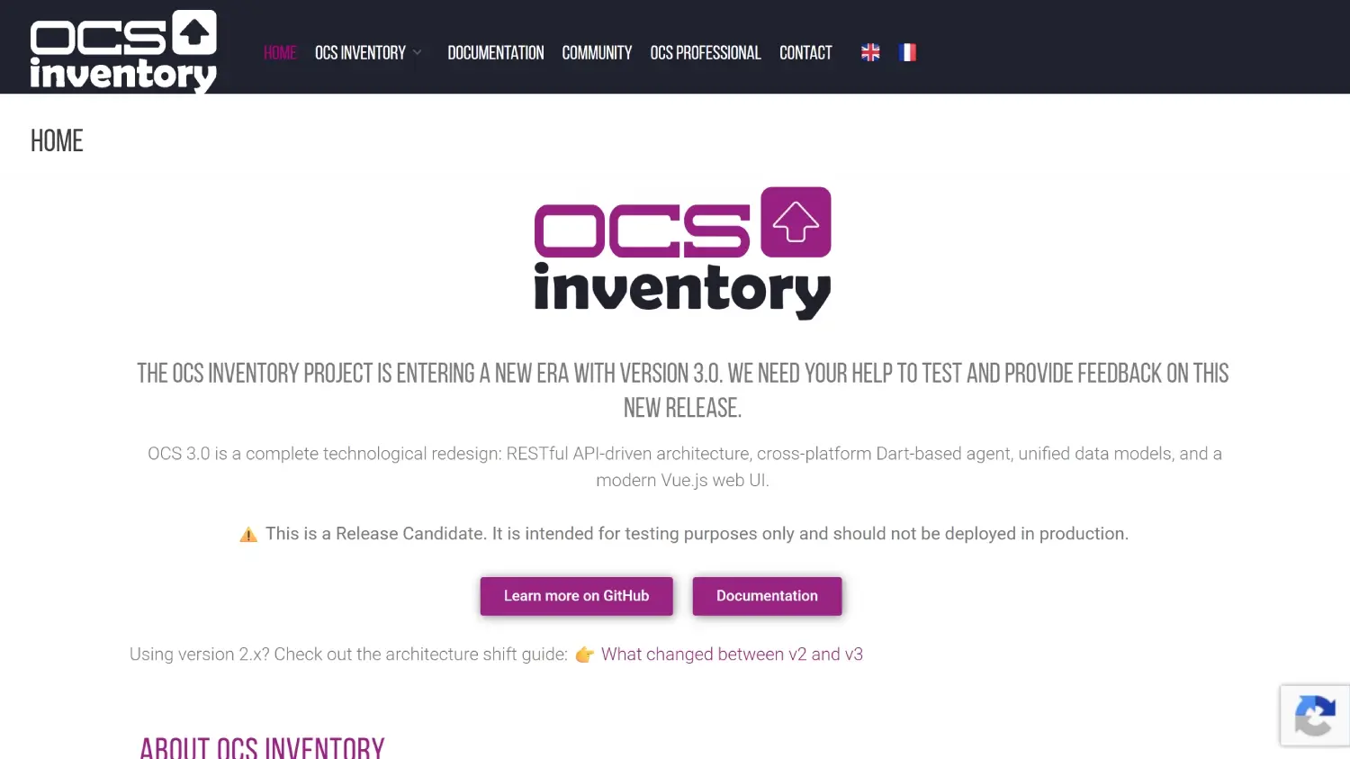 OCS Inventory NG web administration console